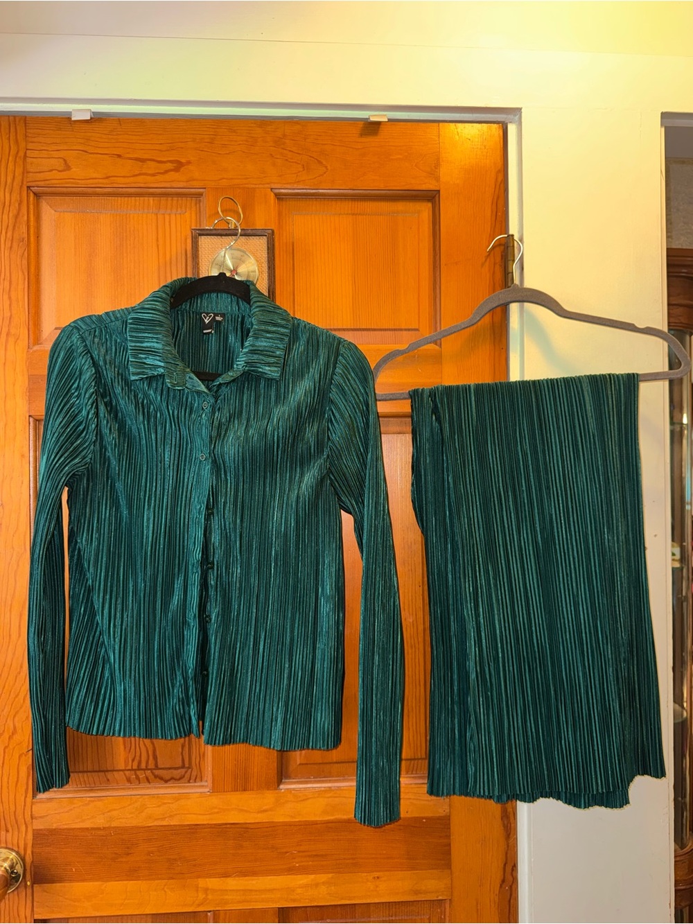 Windsor Emerald Pleated Button-Up Top and pants